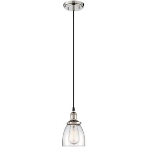 Nuvo Lighting Vintage 1 Light Pendant w/ Clear Glass Polished Nickel 60-5404 - All