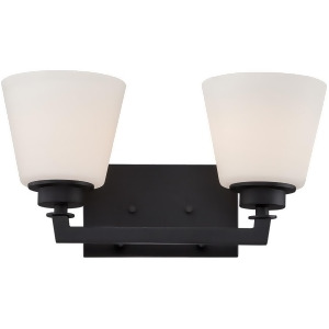 Nuvo Mobili 2 Light Vanity Fixture w/ Satin White Glass Aged Bronze 60-5552 - All