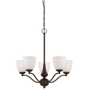 Nuvo Patton 5 Light Chandelier Frosted Glass Prairie Bronze 60-5135 - All