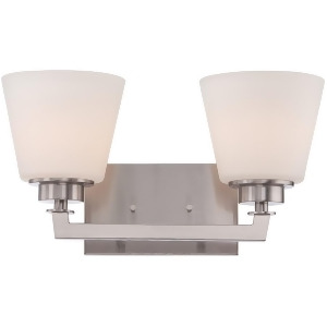 Nuvo Mobili 2 Light Vanity Fixture w/ White Glass Brushed Nickel 60-5452 - All