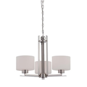 Nuvo Parallel 3 Light Chandelier w/ Etched Opal Glass Polished Nickel 60-5206 - All