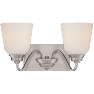 Nuvo Calvin 2 Light Vanity Fixture w/ Satin White Glass Brushed Nickel 62-367 - All