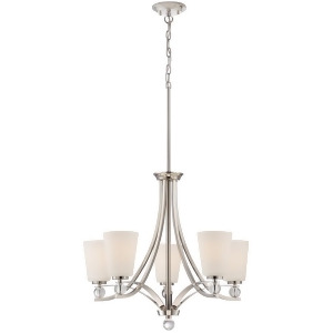 Nuvo Connie 5 Light Chandelier w/ Satin White Glass Polished Nickel 60-5495 - All