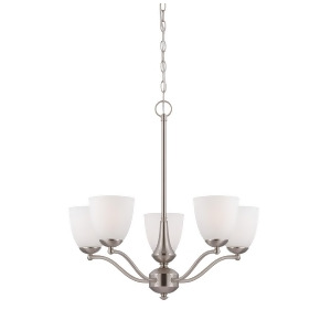 Nuvo Patton 5 Light Chandelier Frosted Glass Brushed Nickel 60-5035 - All