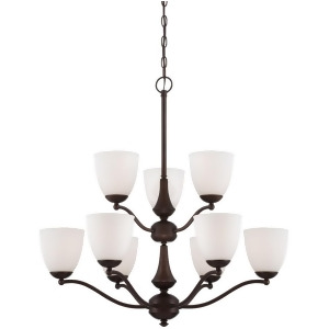 Nuvo Patton 9 Light 2 Tier Chandelier w/ Frosted Glass Prairie Bronze 60-5139 - All