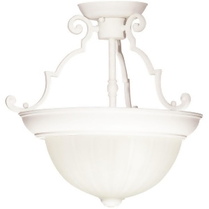 Nuvo 2 Light 13 Semi-Flush Frosted Melon Glass Textured White Sf76-435 - All