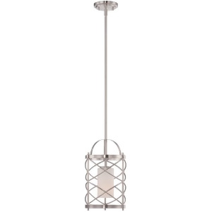 Nuvo Ginger 1 Light Mini Pendant w/ Etched Opal Glass Brushed Nickel 60-5332 - All