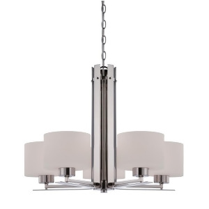 Nuvo Parallel 5 Light Chandelier w/ Etched Opal Glass Polished Nickel 60-5205 - All