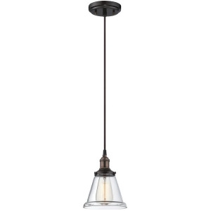 Nuvo Lighting Vintage 1 Light Pendant with Clear Glass Rustic Bronze 60-5502 - All