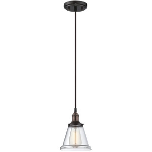 Nuvo Lighting Vintage 1 Light Pendant with Clear Glass Rustic Bronze 60-5502 - All