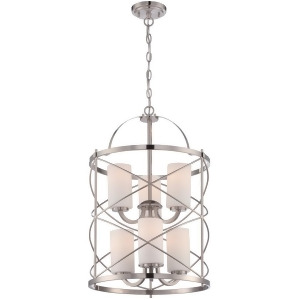 Nuvo Ginger 6 Light 2-Tier Chandelier w/ White Glass Brushed Nickel 60-5329 - All