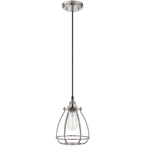 Nuvo Vintage 1 Light Caged Pendant Polished Nickel 60-5401 - All