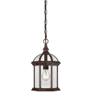 Nuvo Boxwood 1 Light 14 Outdoor Hanging w/ Clear Glass Rustic Bronze 60-4978 - All