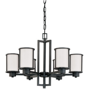 Nuvo Odeon 6 Light Chandelier w/ Satin White Glass Aged Bronze 60-2975 - All