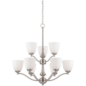 Nuvo Patton 9 Light 2 Tier Chandelier w/ Frosted Glass Brushed Nickel 60-5039 - All