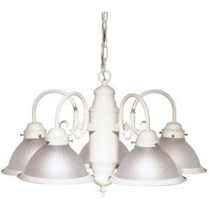 Nuvo 5 Light 22 Chandelier w/ Frosted Ribbed Shades Textured White Sf76-693 - All