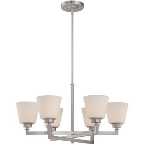 Nuvo Mobili 6 Light Chandelier w/ Satin White Glass Brushed Nickel 60-5456 - All
