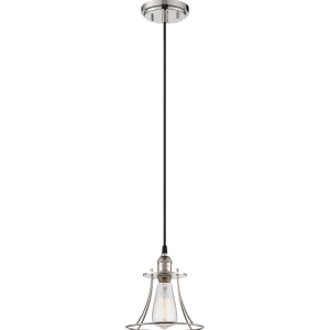 Nuvo Vintage 1 Light Caged Pendant Polished Nickel 60-5411 - All