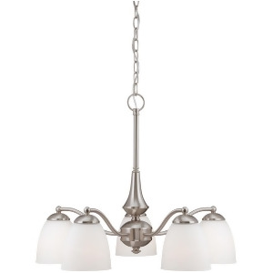 Nuvo Patton 5 Light Chandelier Frosted Glass Brushed Nickel 60-5043 - All