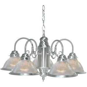 Nuvo 5 Light 22 Chandelier w/ Clear Ribbed Shades Brushed Nickel Sf76-444 - All