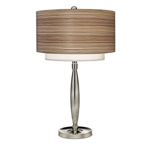 Stiffel 27 Table Lamp Nickel Zebra Wood/Off White Camelot Tl-6671-n8563-pn - All