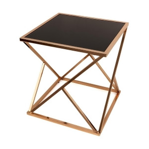 Danya B Square Rose Gold End Table with Black Glasstop Ha15708 - All