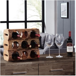 Danya B Stackable Three Bottle Wine Holder Log Acacia Wood with Bark Ws16139 - All