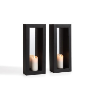 Danya B Set of 2 Vertical Mirror Pillar Candle Sconces w/ Metal Frame Se1902 - All