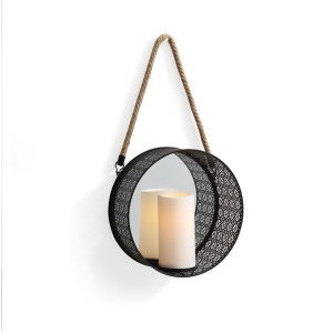 Danya B Round Mirror Pillar Candle Sconce Metal Frame Hanging Rope Se1908 - All