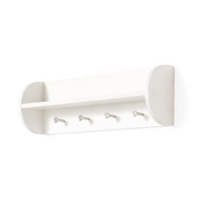 Danya B White Utility Shelf with Four Large Stainless Steel Hooks Xf151018wh - All