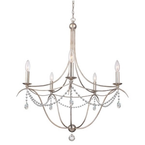 Crystorama Metro 5 Light Crystal Beads Silver Chandelier I 415-Sa-cl-mwp - All
