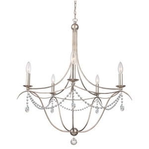 Crystorama Metro 5 Lt Spectra Crystal Antique Silver Chandelier 415-Sa-cl-saq - All