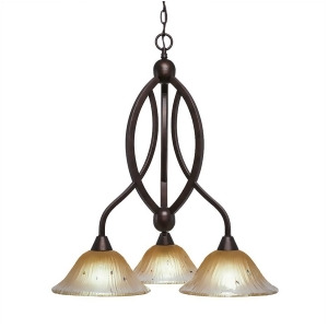 Toltec Bow 3 Light Chandelier Bronze 10 Amber Crystal Glass 263-Brz-730 - All