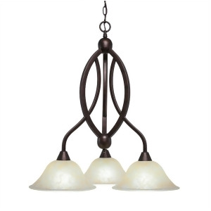 Toltec Bow 3 Light Chandelier Bronze 10 Amber Marble Glass 263-Brz-513 - All