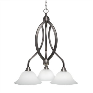 Toltec Bow 3 Lt Chandelier Brushed Nickel 10 White Linen Glass 263-Bn-613 - All