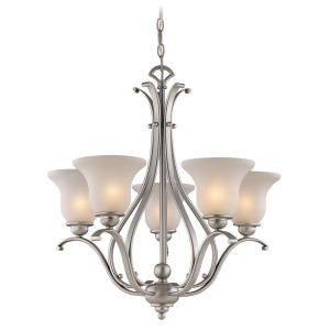 Vaxcel Monrovia 5 Light Chandelier Nickel/Frosted Seeded Glass Ch35405bn - All
