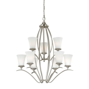 Vaxcel Sonora 9 Light Chandelier Satin Nickel/Frosted Opal Glass H0011 - All