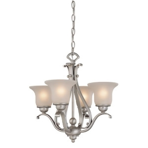 Vaxcel Monrovia 4 Light Mini Chandelier Nickel/Frosted Seeded Glass Ch35404bn - All
