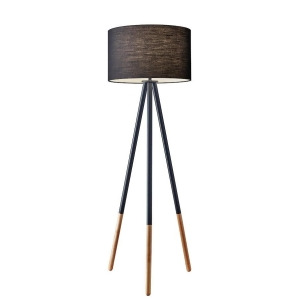 Adesso Louise Floor Lamp Black Painted Metal with Wood Tips 6285-01 - All