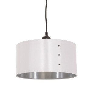 Dainolite Fayette 1 Light Pendant with Drum Shade Satin Chrome Fay-131p-wh - All