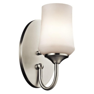 Kichler Aubrey Wall Sconce 1Lt Brushed Nickel Satin Etched Opal 45568Ni - All