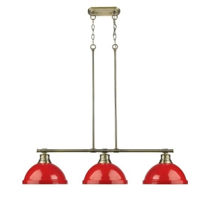 Golden Duncan 3 Light Linear Pendant Aged Brass Red Shades 3602-3Lpab-rd - All