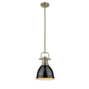 Golden Duncan 1 Lt Small Pendant with Rod Aged Brass Black Shade 3604-Sab-bk - All