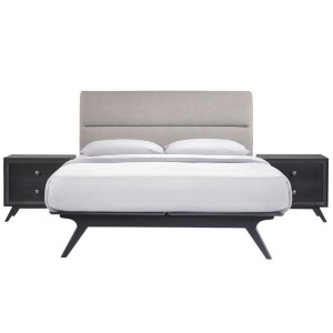 Modway Addison 3 Pc Queen Bed Set w/ 2 Nightstds Blk Gry Mod-5263-blk-gry-set - All