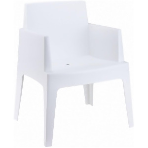 Compamia Box Resin Outdoor Dining Arm Chair White Isp058-whi - All