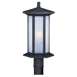 Vaxcel Halsted 1 Light Outdoor Post Textured Black/White Linen Glass T0224 - All