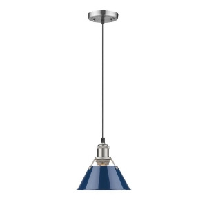 Golden Lighting Orwell Mini Pendant 7 Pewter Navy Blue Shade 3306-Spw-nvy - All
