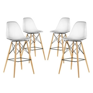 Modway Pyramid Dining Side Bar Stool Set of 4 Clear Eei-2423-clr-set - All