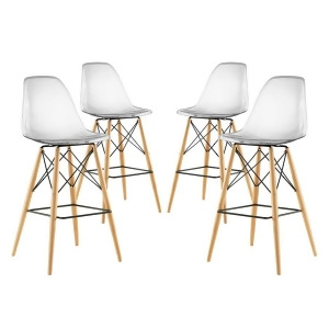 Modway Pyramid Dining Side Bar Stool Set of 4 Clear Eei-2423-clr-set - All