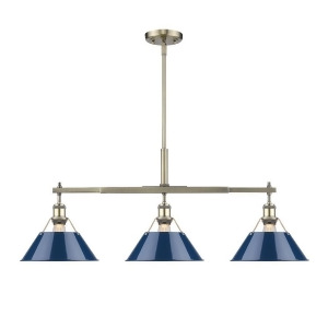 Golden Orwell Linear Pendant Aged Brass Navy Blue Shade 3306-Lpab-nvy - All